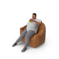 Obese Guy in a Chair Eating a Burger Fur PNG & PSD Images