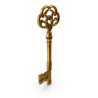 Antique Ornate Skeleton Key Gold PNG & PSD Images