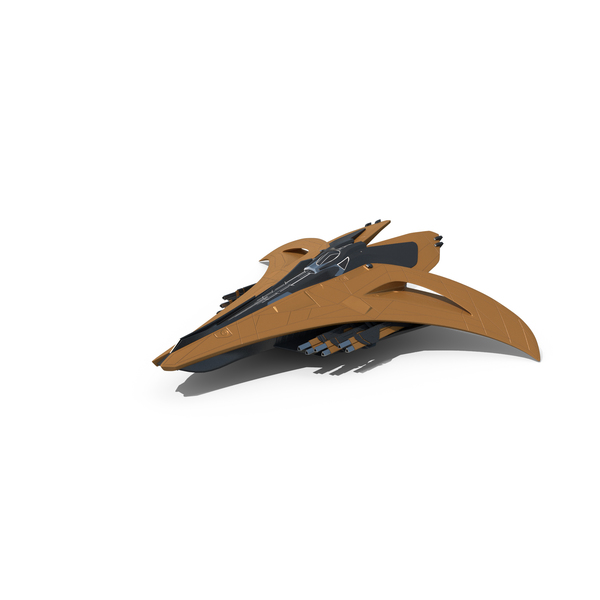 Futuristic Space Fighter Starship Orange PNG & PSD Images