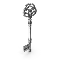 Antique Ornate Skeleton Key Silver PNG & PSD Images