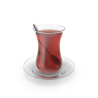 Full Turkish Tea Cup With Saucer & Spoon PNG & PSD Images