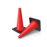 18 Inch Traffic Cone, Black Base PNG & PSD Images