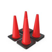 18 Inch Traffic Cone, Black Base PNG & PSD Images