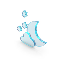 Glass Cloud And Moon Icon PNG & PSD Images
