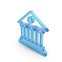 Out Line Bank Building Icon Glass PNG & PSD Images