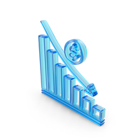 Out Line Graph Currency Decrease Icon Glass PNG & PSD Images