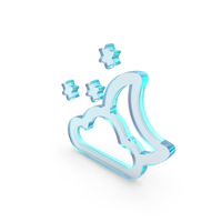 Glass Night Cloud And Moon Outline Icon PNG & PSD Images