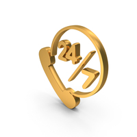 Gold 24 Hours Call Center Support Icon PNG & PSD Images