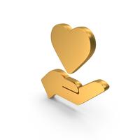 Hands with Heart Icon Gold PNG & PSD Images