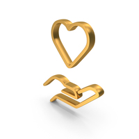 Gold Hand With Heart Icon PNG & PSD Images