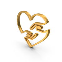Gold Two People Hands Bonding With Heart Icon PNG & PSD Images