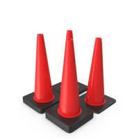 28 Inch Traffic Cones, Black Base PNG & PSD Images