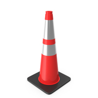 28 Inch Traffic Cone With Reflector, Black Base PNG & PSD Images