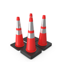 28 Inch Traffic Cone With Reflector, Black Base PNG & PSD Images