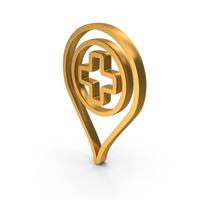 Gold Hospital Map Pointer Outline Icon PNG & PSD Images