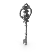 Decorative Skeleton Key Silver PNG & PSD Images