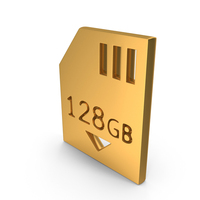 Gold 128 GB Memory Card Icon PNG & PSD Images