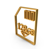 Gold 128 GB Memory Card Outline Icon PNG & PSD Images