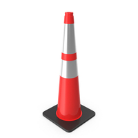 36 Inch Traffic Cone With Reflector, Black Base PNG & PSD Images