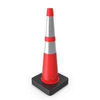 36 Inch Traffic Cone With Reflector, Black Base PNG & PSD Images