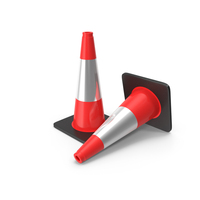 18 Inch Traffic Cone With Reflector, Black Base PNG & PSD Images
