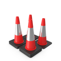 18 Inch Traffic Cone With Reflector, Black Base PNG & PSD Images