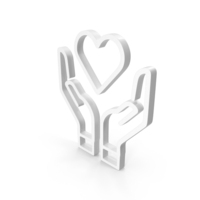 White Hands With Heart Outline Icon PNG & PSD Images
