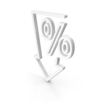 White Percentage Down Arrow Icon PNG & PSD Images