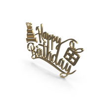 Gold Happy Birthday Text PNG & PSD Images