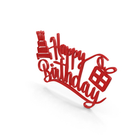 Red Happy Birthday Text PNG & PSD Images
