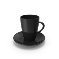Coffee Cup With Coasters (Black) PNG & PSD Images
