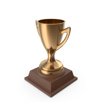Gold Cup With Wooden Pedestal PNG & PSD Images