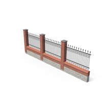 Brick and Metal Fence with Ornamental Ironwork PNG & PSD Images