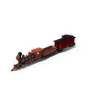 Vintage Steam Locomotive with Caboose PNG & PSD Images