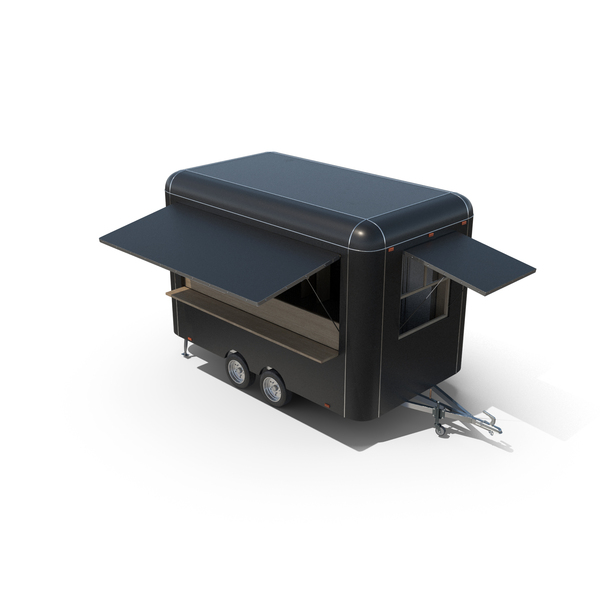 Food Trailer Black with Equipment PNG & PSD Images