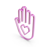 Out Line Hand With Heart Icon Glass PNG & PSD Images