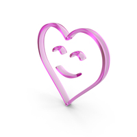 Glass Heart With Happy Smile Outline Icon PNG & PSD Images