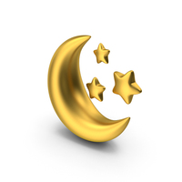 Gold Moon and Stars Icon PNG & PSD Images