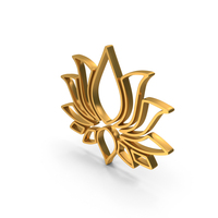 Out Line Lotus Zen Flower Icon Gold PNG & PSD Images
