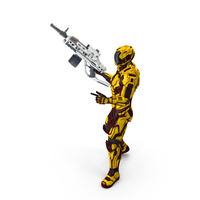 Futuristic Armored Cyborg with Rifle PNG & PSD Images