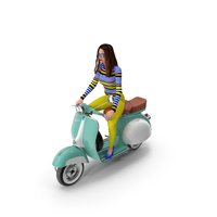Woman Riding Vespa 125 Retro Scooter PNG & PSD Images