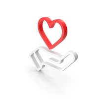 White Hand With Heart Outline Icon PNG & PSD Images