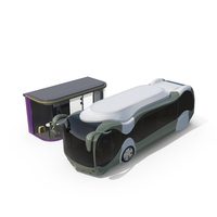 Futuristic Electric Bus at a Smart Stop PNG & PSD Images
