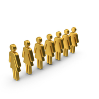 Line Women Queue Gold PNG & PSD Images