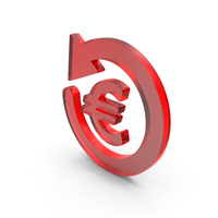 Euro Refund Money, Currency Exchange Or Cash Back Icon Glass PNG & PSD Images