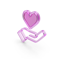 Glass Hand With Heart Outline Icon PNG & PSD Images