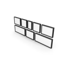 Horizontal Symmetric Black Framed Wall Pictures PNG & PSD Images