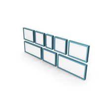 Horizontal Symmetric Blue Framed Wall Pictures PNG & PSD Images
