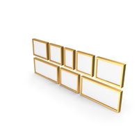 Horizontal Symmetric Gold Framed Wall Pictures PNG & PSD Images
