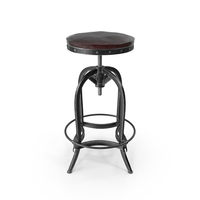 Dempsey Swivel Iron Bar Stool, Brown Leather PNG & PSD Images
